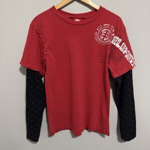 Vintage Y2K Element Skateboards Men's T Shirt Grunge Skater Long Sleeve Size S